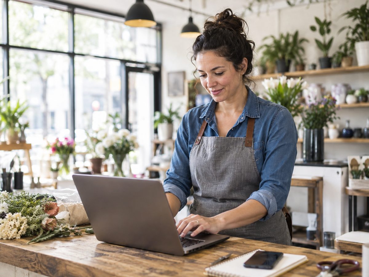 Self-employed business owner at work